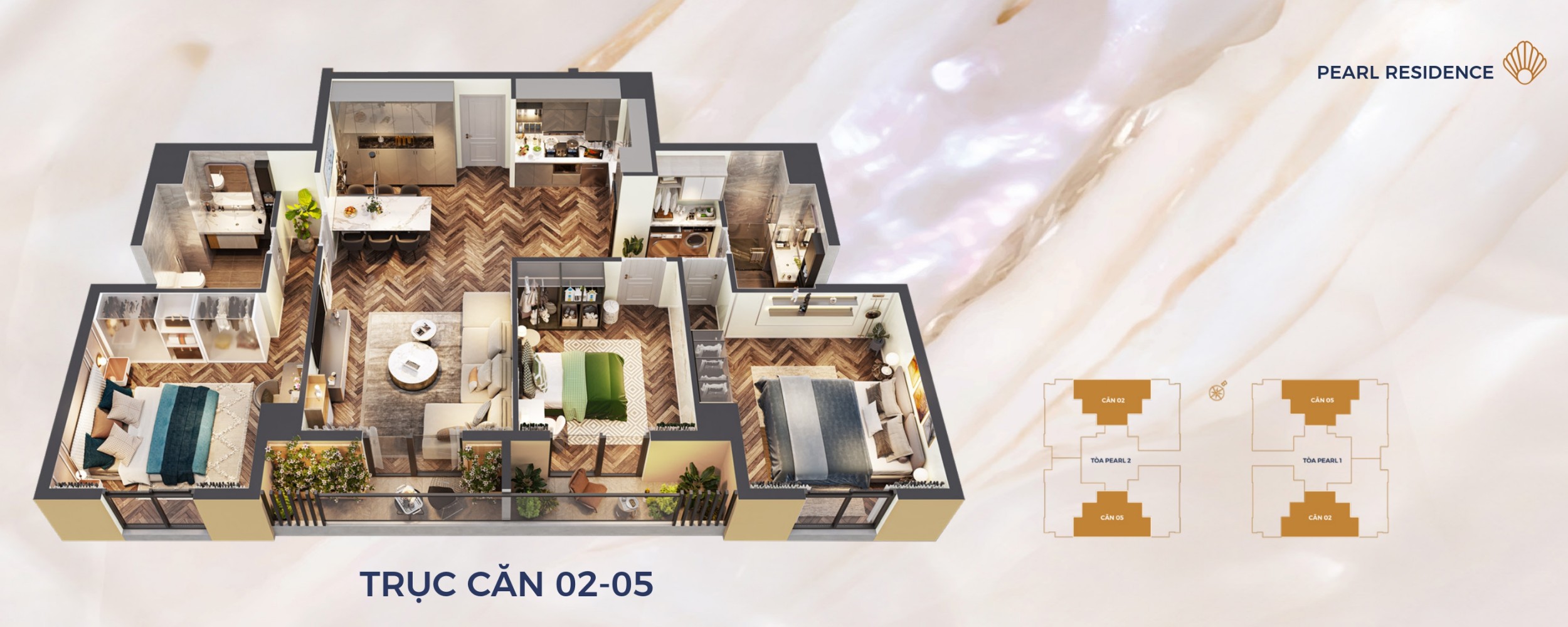 Mặt bằng căn hộ 02 và 05 Pearl Residence