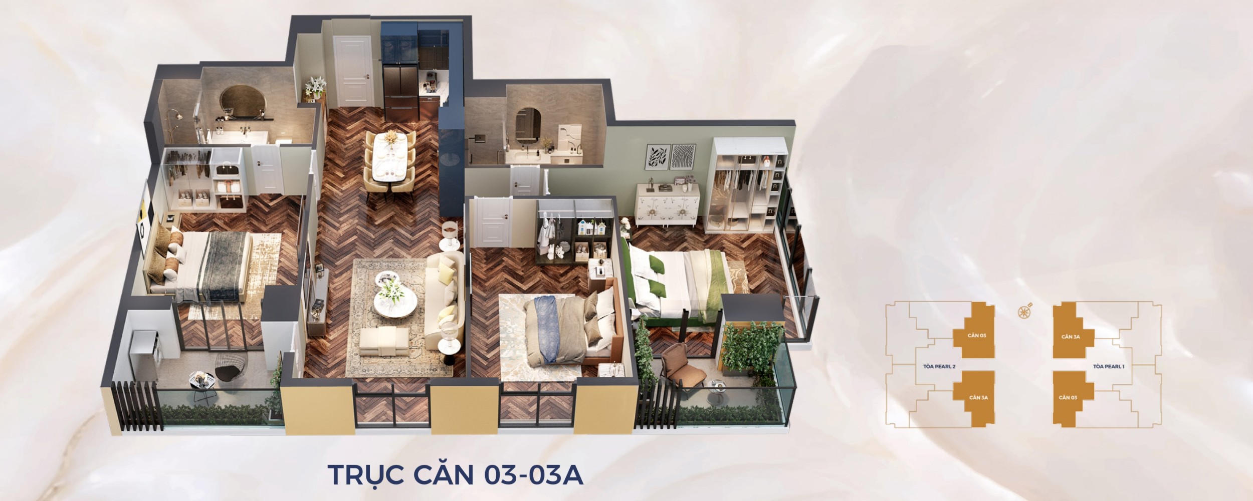 Mặt bằng căn hộ 03 và 03A Pearl Residence